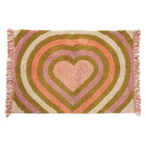 Sage and Clare Bohdi Tufted Bath Mat, Hearts, Pink